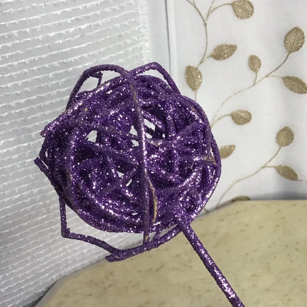 Purple Glitter Vase Decorative Sticks